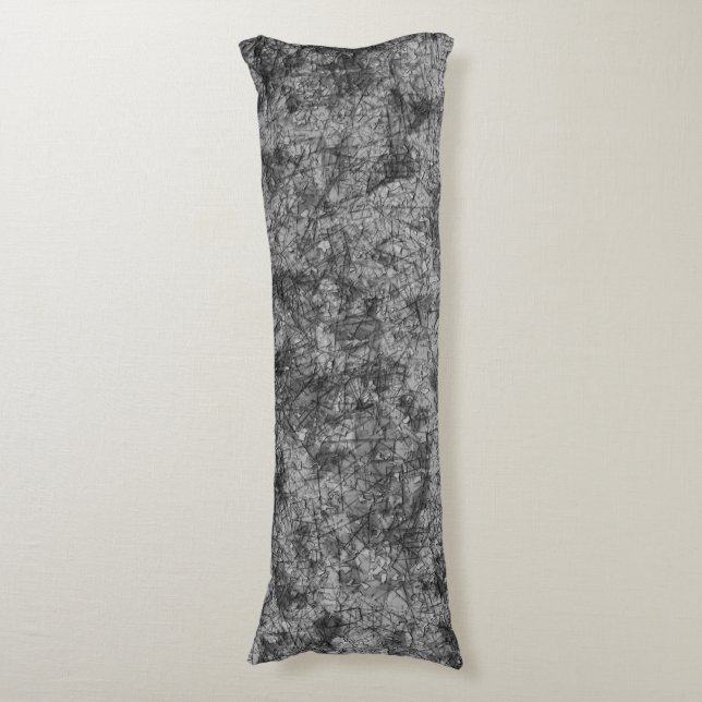 Fläckar på ett lätt fläckat grått till svart kroppskudde (Framsidan Vertikal)