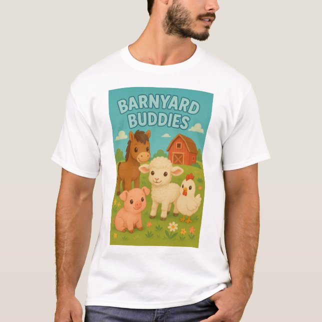 Fläckbarnsbild av små barnyddjur t shirt (Framsida)