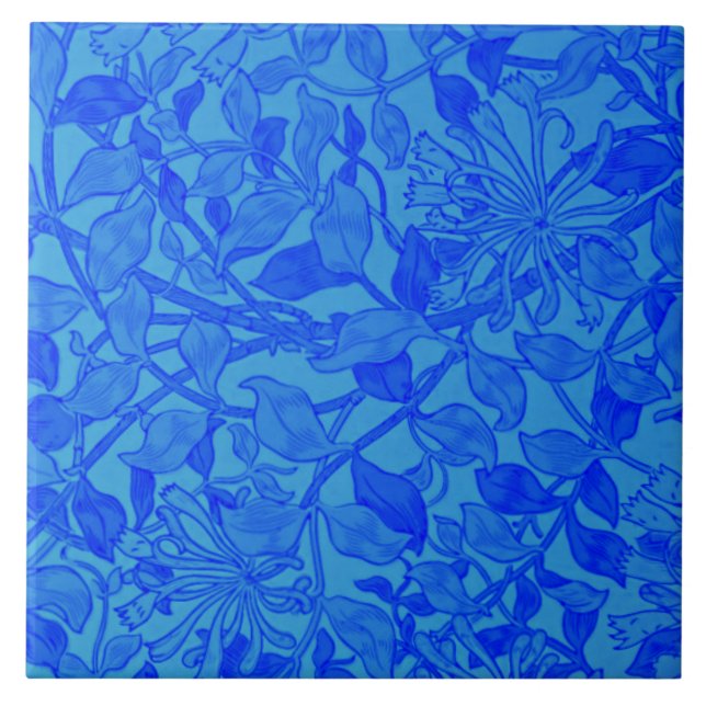 Fläckblå indigo honeysuckle mönster kakelplatta (Framsidan)