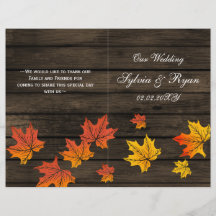 Fläckbröllopsprogram för barwood Rustic