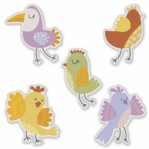 Fläckfågelpastel färg patchwork stil klistermärken