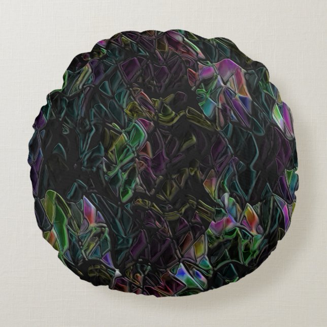 Fläckfärgad främling överskuggad i mörker rund kudde (Framsidan)