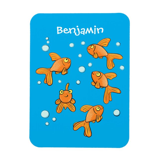 Fläckfisk av orange på blått tecknad magnet (Vertikal)