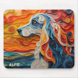 Fläckig afghansk hound Hund Porträtt Musmatta