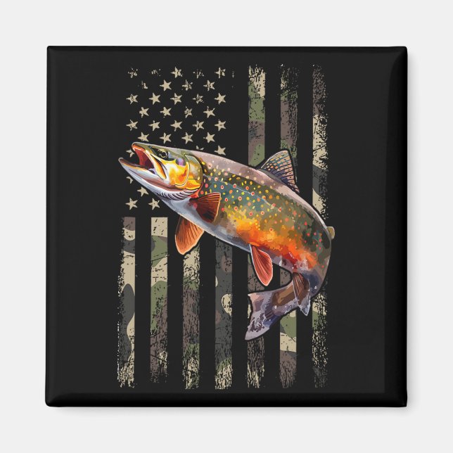 Fläckig Bäckröding Amerikansk Flagga Fiske  Magnet (Framsidan)