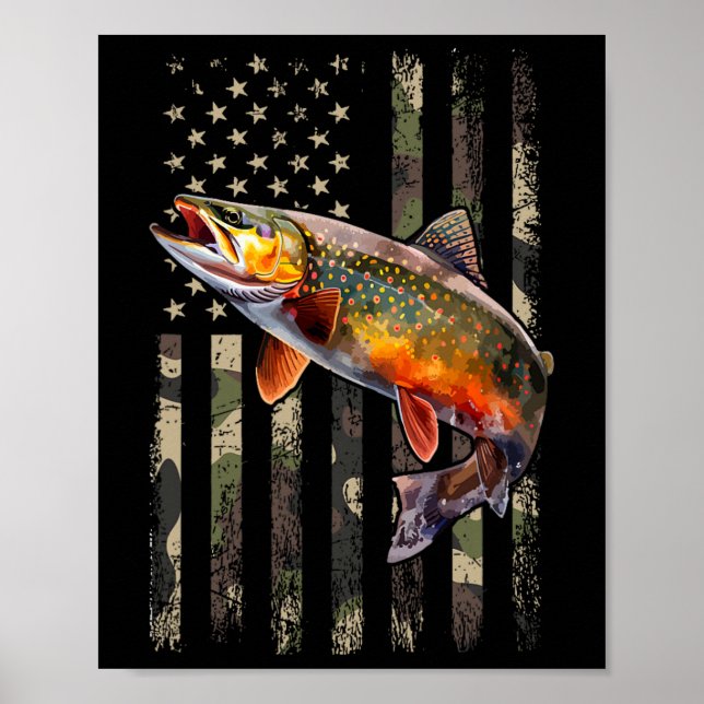 Fläckig Bäckröding Amerikansk Flagga Fiske  Poster (Framsidan)