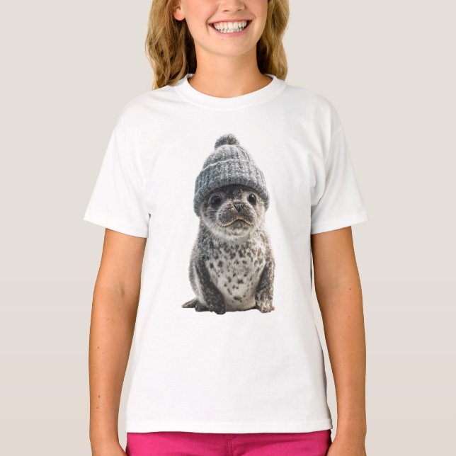 Fläckig Bebis-Säl Barn T Shirt (Framsida)