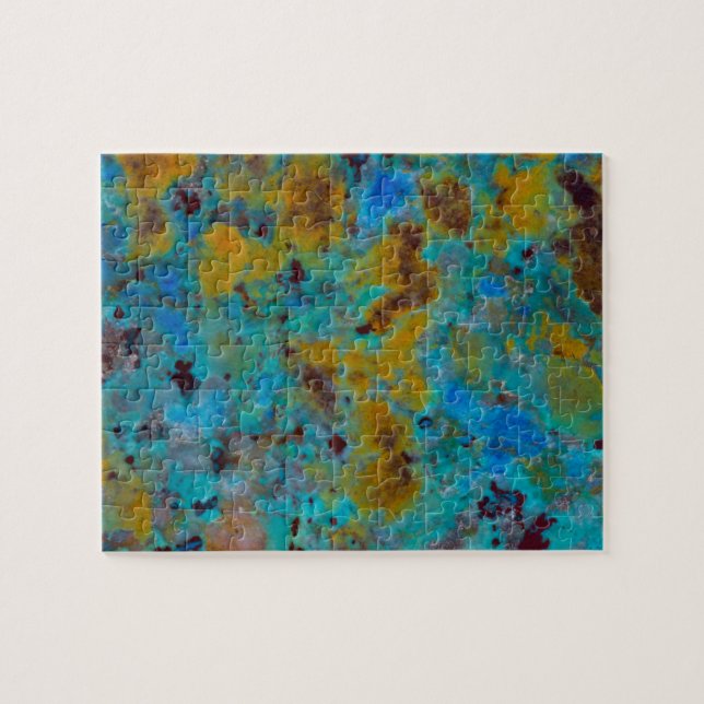 Fläckig blå Chrysocolla-jaspis Pussel (Horisontell)