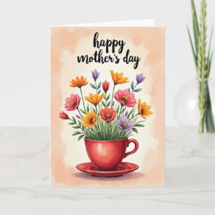 Fläckig Blommig Tekoppskort Kort