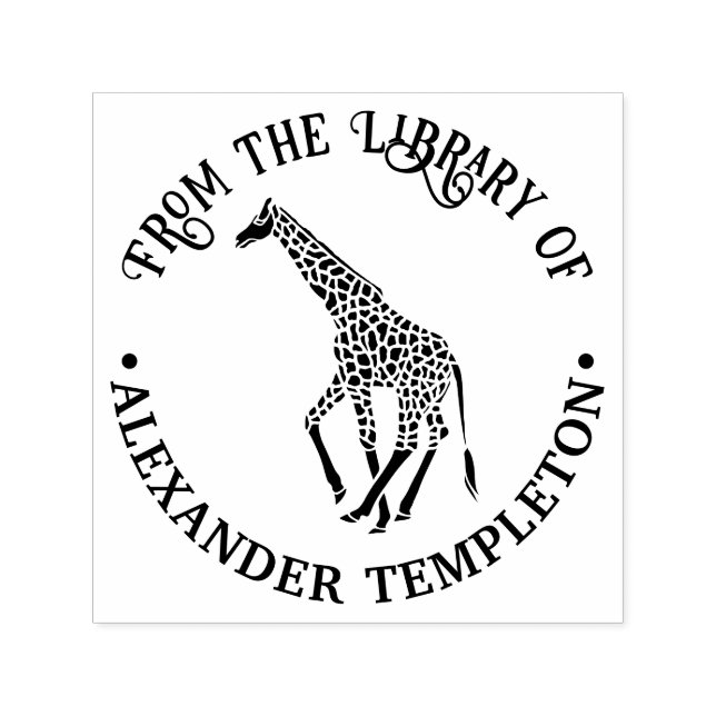 Fläckig Giraff Silhuett Bibliotek Bok Namn Självfärgande Stämpel (Design)