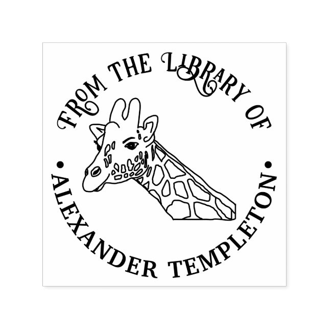 Fläckig Giraffhuvud #2 Biblioteksboknamn Självfärgande Stämpel (Design)