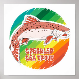 Fläckig havsöring Retro fiskegåva Poster