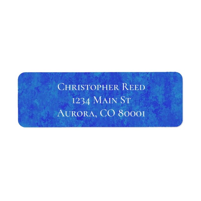 Fläckig Koboltblå Canvaslook Returadress Etikett (Framsidan)