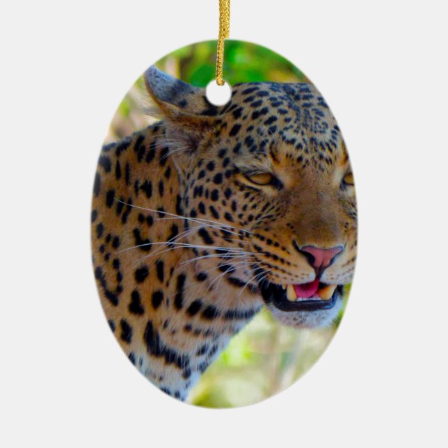 Fläckig leopard julgransprydnad keramik (Framsidan)