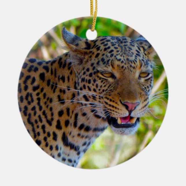 Fläckig leopard julgransprydnad keramik (Framsidan)