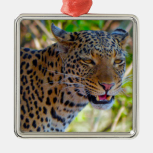 Fläckig leopard julgransprydnad metall