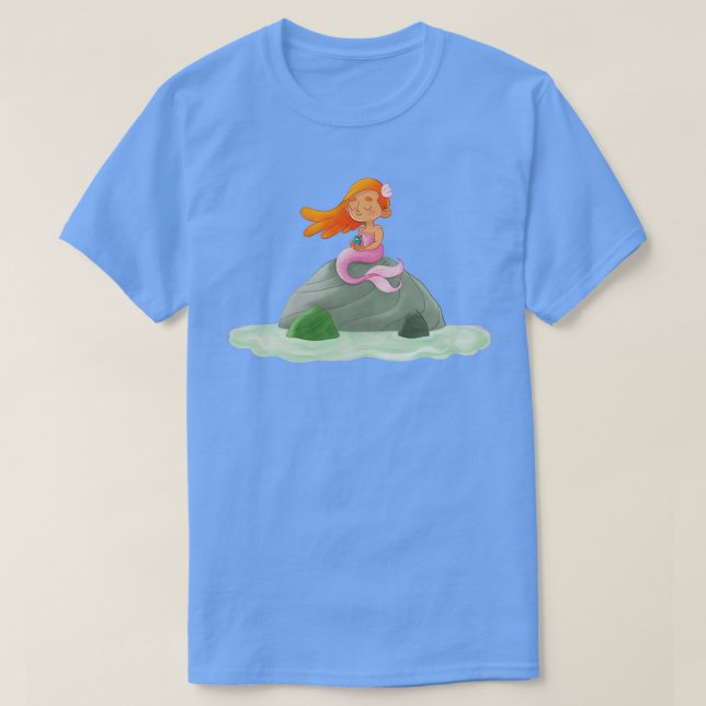 Fläckig liten sjöjungfru med en baby-fågel t shirt (Design framsida)