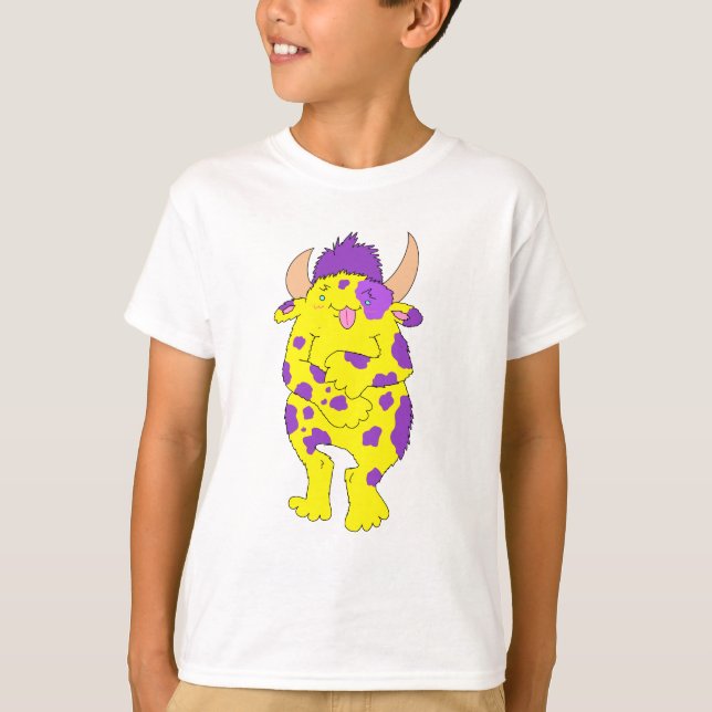 Fläckig Luddig Monster Barntröja T Shirt (Framsida)