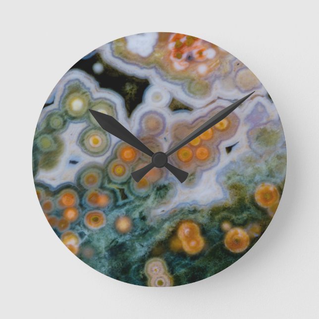 Fläckig Ocean Jasper Rund Klocka (Framsida)