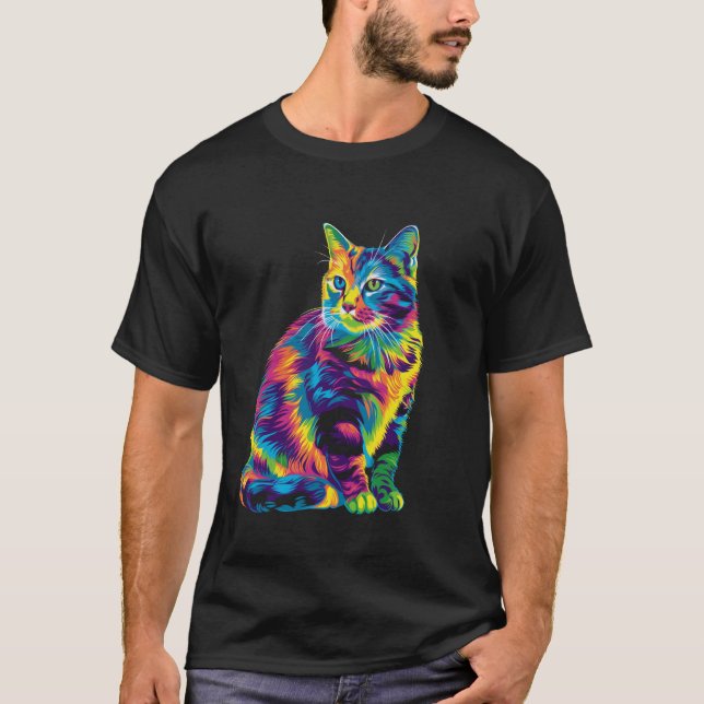 Fläckig Orange Katt Popkonst T Shirt (Framsida)