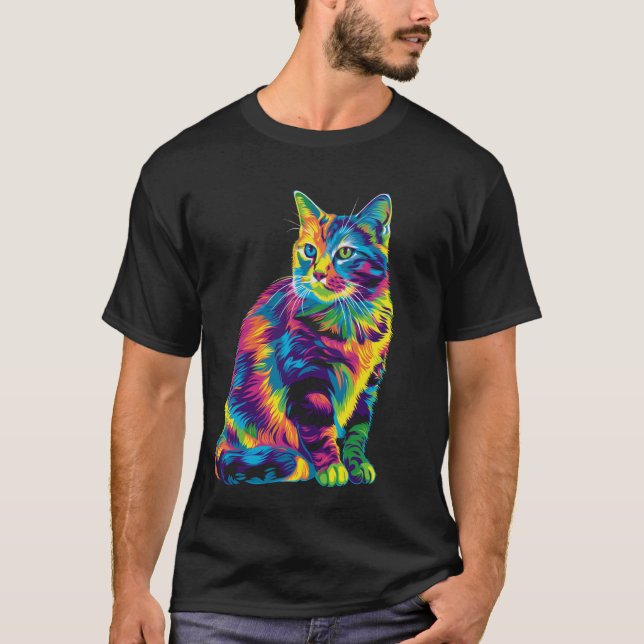 Fläckig Orange Katt Popkonst T Shirt (Framsida)
