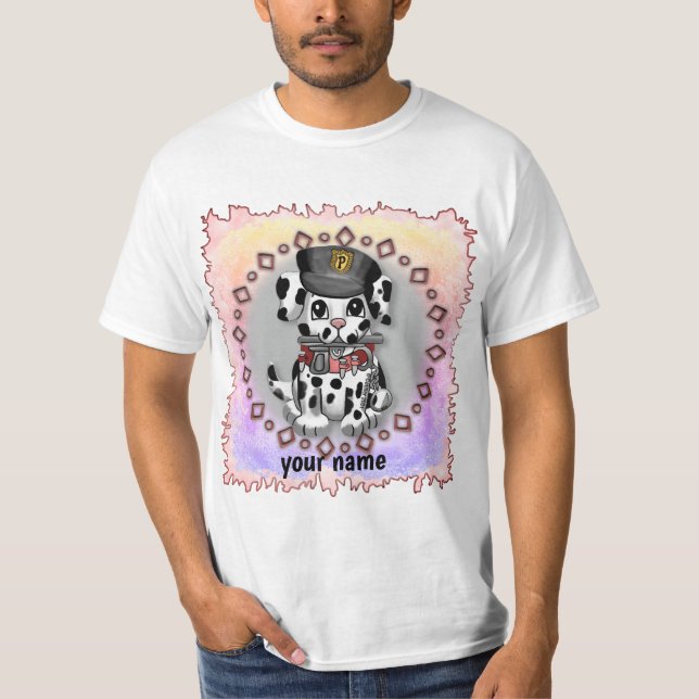 Fläckig Polis Hund t-shirt (Framsida)