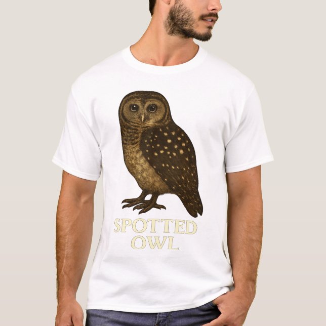 Fläckig Uggle T-Shirt: Hotad Fågelart Tee (Framsida)
