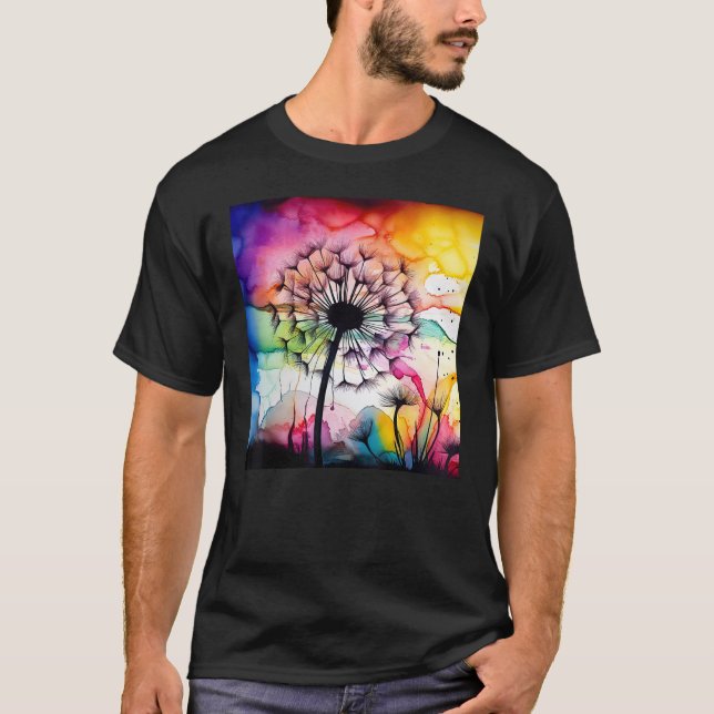 Fläckkula med färglöst vattenfärg för dandelion-op t shirt (Framsida)