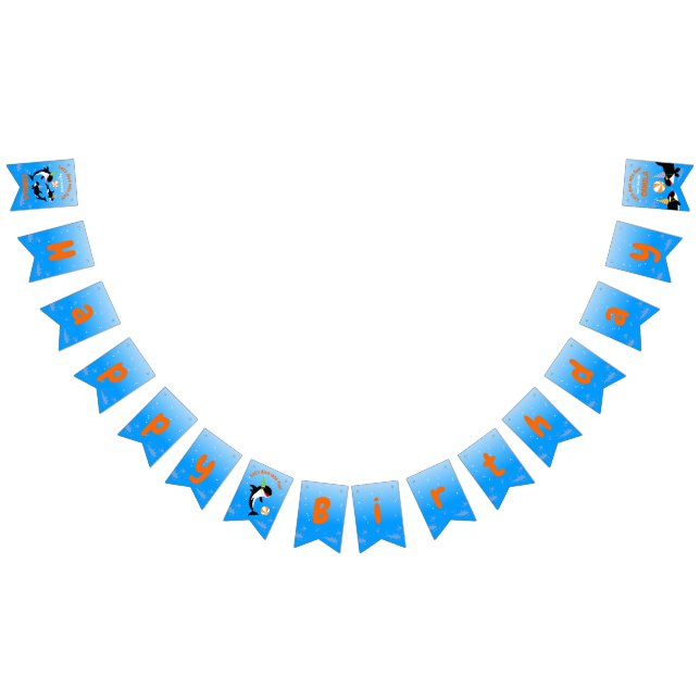 Fläckval under havets födelsedagsfest vimplar (Alla)