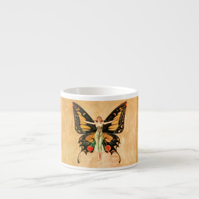 Fladderfjäril Flygande Kvinna Illustration Espressomugg (Framsidan)
