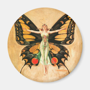Fladderfjäril Flygande Kvinna Illustration Magnet