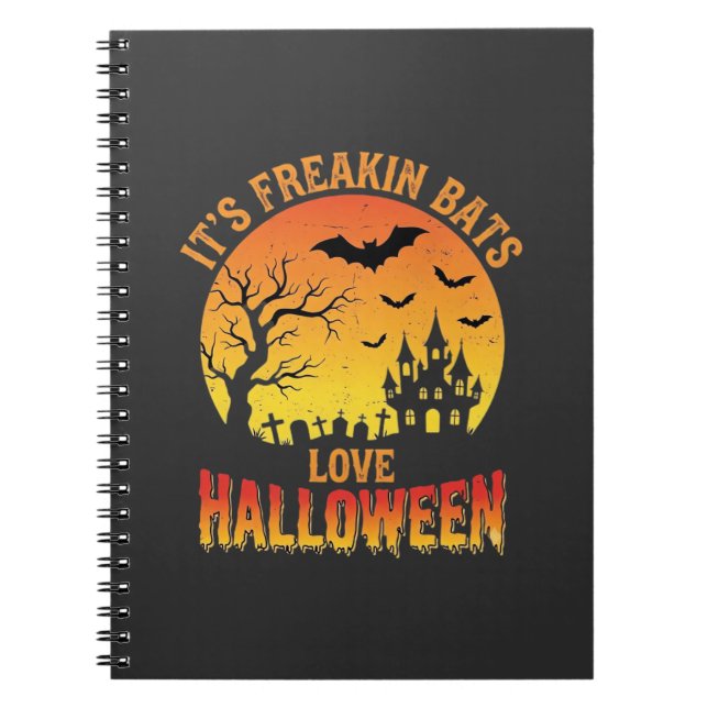 Fladdermöss älskar Halloween-spök slott design_ Anteckningsbok (Framsidan)