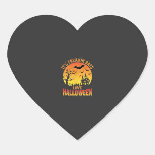 Fladdermöss älskar Halloween-spök slott design_ Hjärtformat Klistermärke