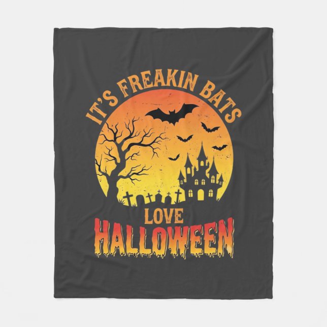 Fladdermöss älskar Halloween-spökborgsdesign_ Fleecefilt (Framsidan)