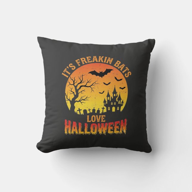 Fladdermöss älskar Halloween-spökborgsdesign_ Kudde (Framsida)