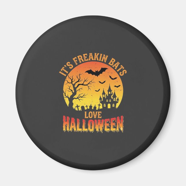 Fladdermöss älskar Halloween-spökborgsdesign_ Magnet (Framsidan)