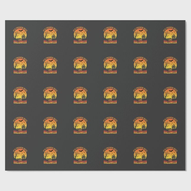 Fladdermöss älskar Halloween-spökborgsdesign_ Presentpapper (Platt)