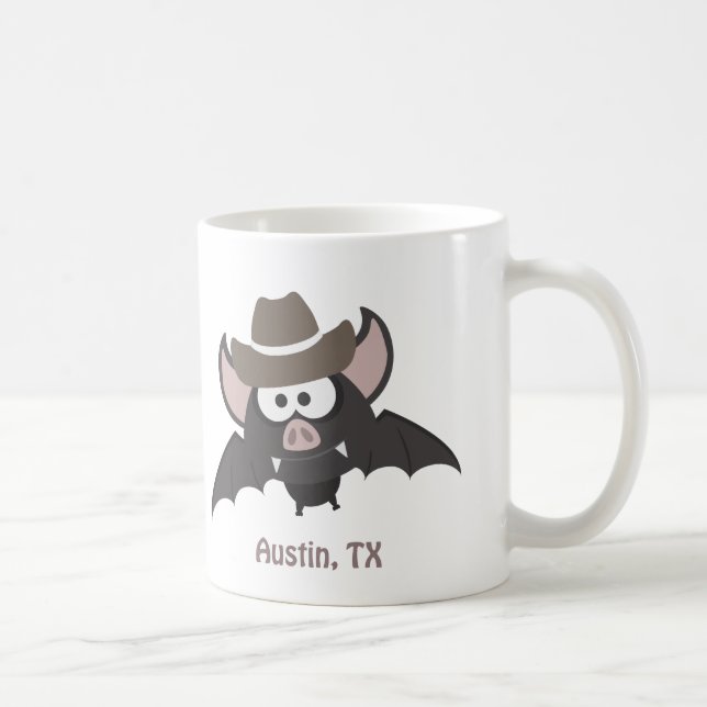 Fladdermöss för Austin Texas gullig tecknadCowboy Kaffemugg (Höger)