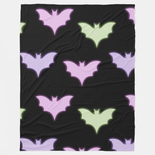 Fladdermöss för färgad Neon Rosa Lila Grönt  Hallo Fleecefilt (Framsidan)