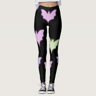 Fladdermöss för färgad Neon Rosa Lila Grönt  Hallo Leggings
