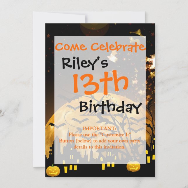 Fladdermöss Halloween-gåvor från Flies Witch Harve Inbjudningar (Framsida)