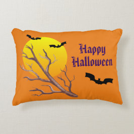 Fladdermöss happy halloween och Måne Prydnadskudde