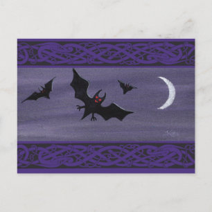 Fladdermöss happy halloween vykort