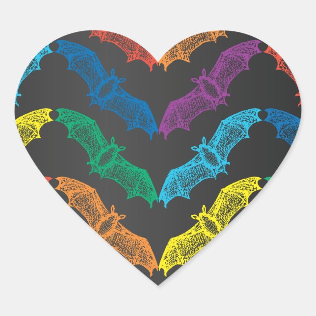 Fladdermöss Hjärtformat Klistermärke (Framsida)