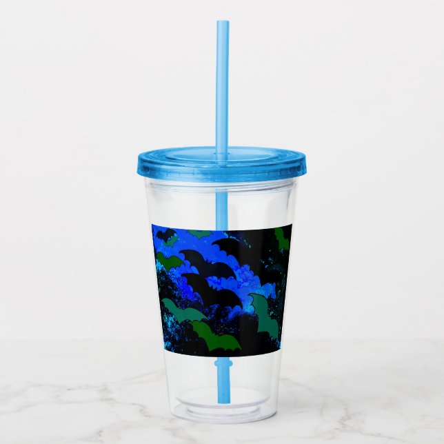 Fladdermöss i flygblått take away mugg (Framsida)