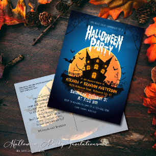 Fladdermöss i hemmet Graveyard Halloween-inbjudan Vykort