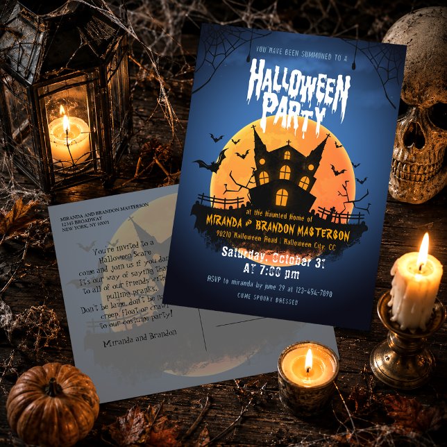 Fladdermöss i hemmet Graveyard Halloween-inbjudan Vykort (Skapare uppladdad)