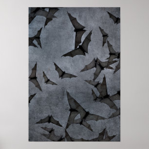 Fladdermöss i Mörken Cloudy Himlar Poster