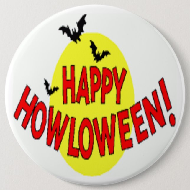 fladdermöss "LYCKLIG HOWLOWEEN" Knapp (Framsida)
