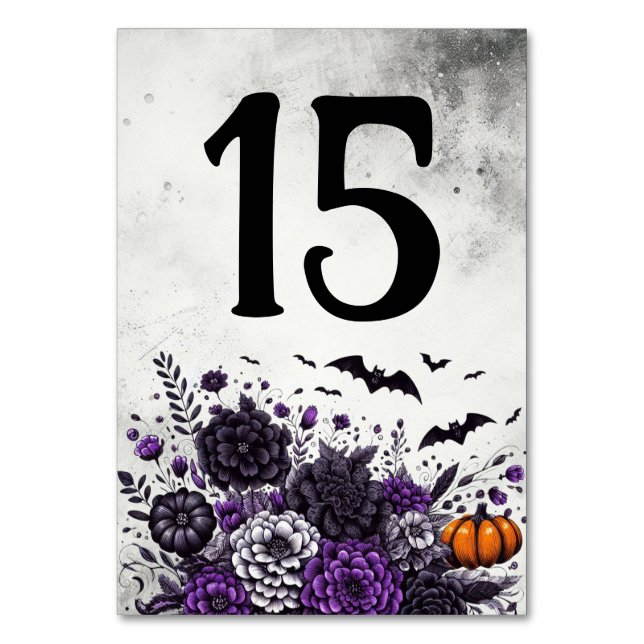 Fladdermöss och blommor Bord Nummer 15 Bordsnummer (Framsidan)